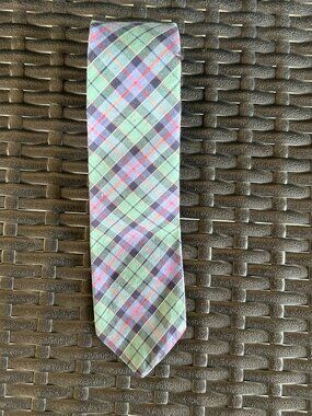 Fresh Green Plaid Spring Country Club Preppy Classic Necktie Wembley Vintage